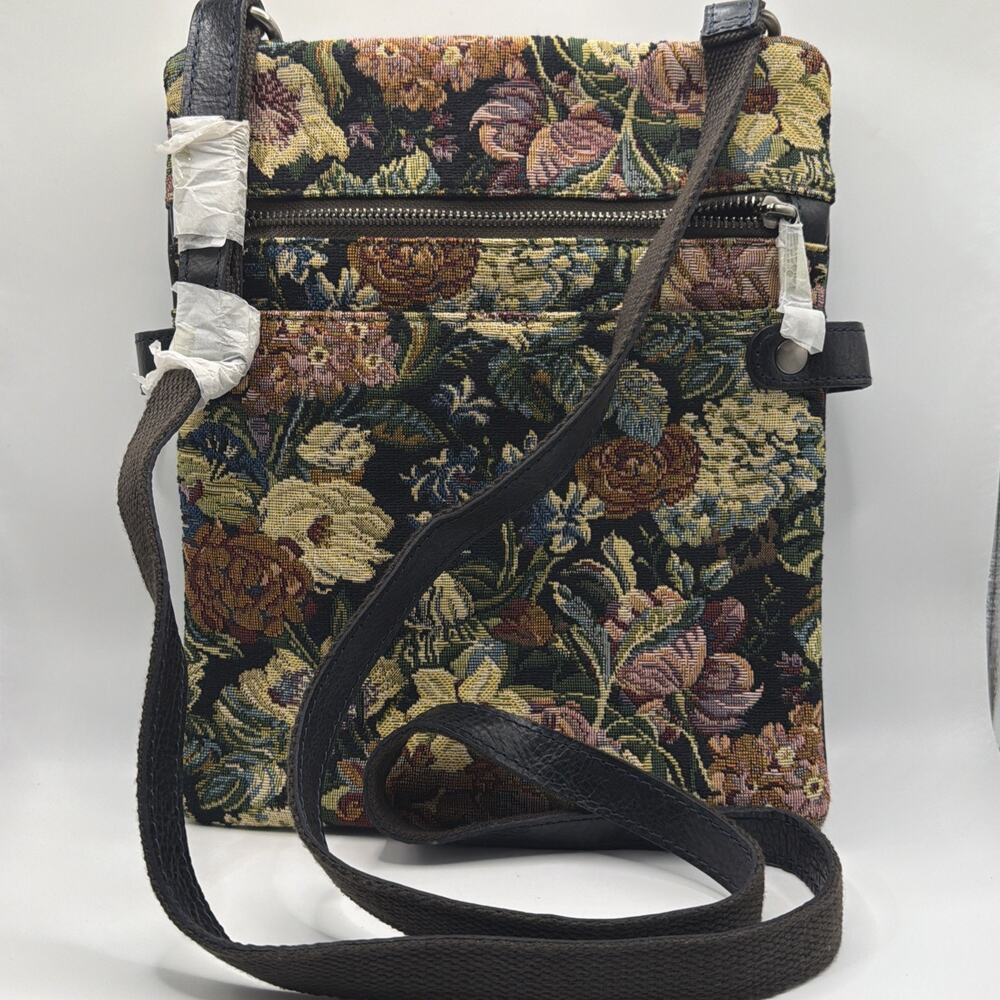 BNWT Patricia Nash Prizzi Leather WOVEN FLORAL TAPESTRY Crossbody MSRP $199